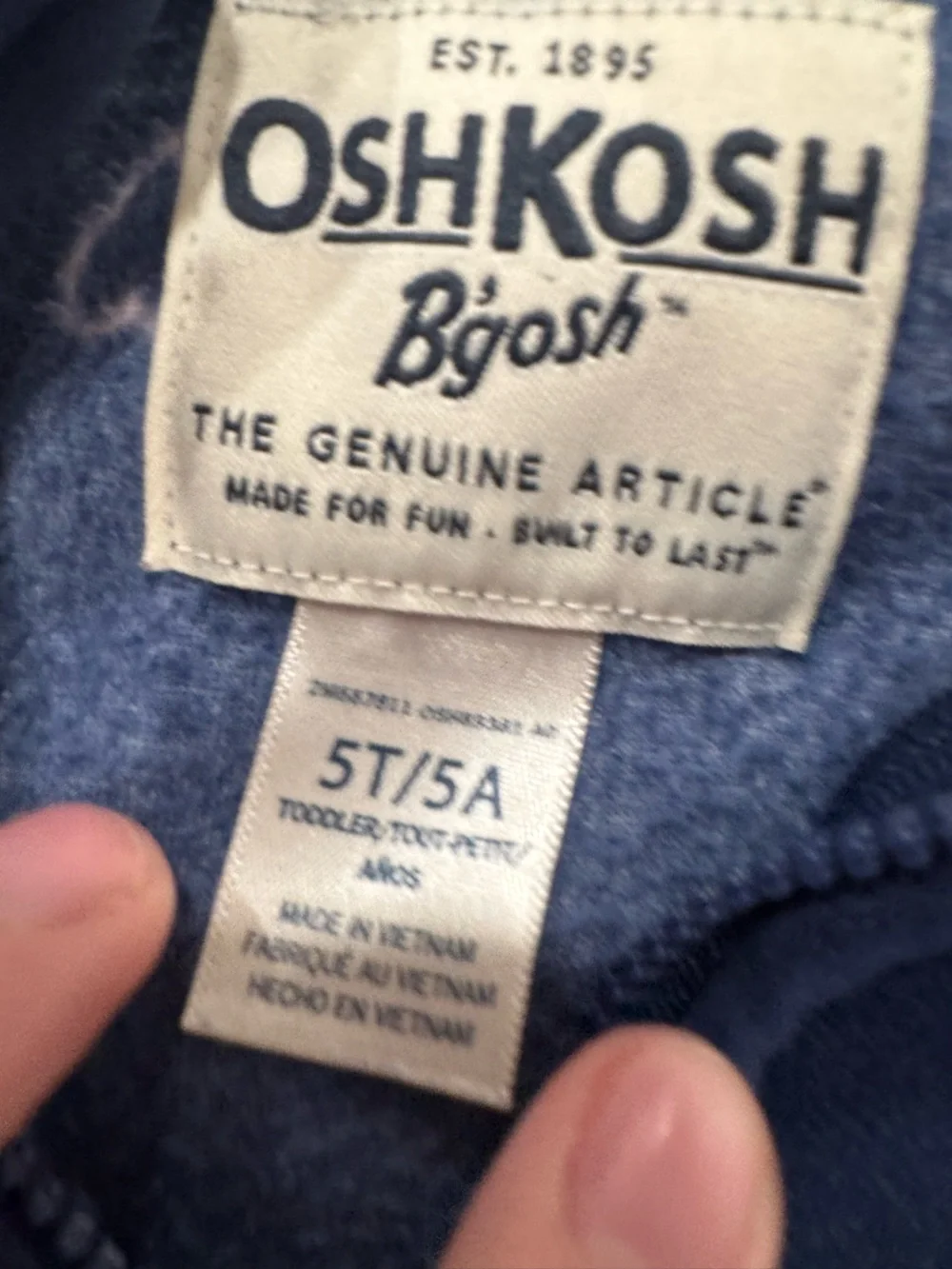 OshKosh B'gosh Navy Half-Zip Fleece with Pink & Light Blue Hearts